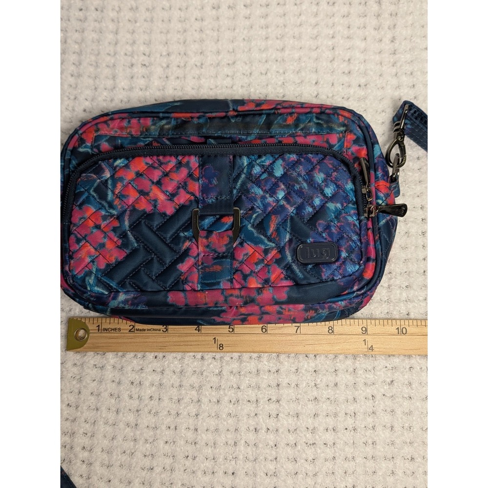 Lug Carousel Crossbody Bag Multi-Color Quilted RFID Organizer Floral Blue Pink